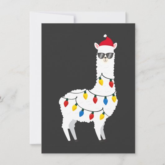 Christmas Llama Santa Hat Sunglasses Alpaca Funny  招待状 (正面)