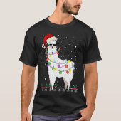 Christmas Llama Santa Hat Ugly Xmas Tree Alpaca Gi Tシャツ (正面)