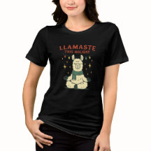 Christmas Llama Shirt - Llamaste Holiday Zen Tee 