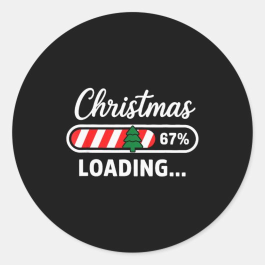 Christmas Loading 67% Funny 6 7 Meme Xmas Gen Alph ラウンドシール (正面)