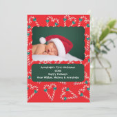 Christmas Love Candy Canes Baby Photo シーズンカード (スタンド正面)