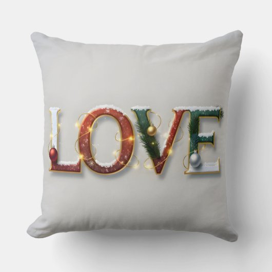 Christmas LOVE Festive Decorative Pillow クッション (正面)