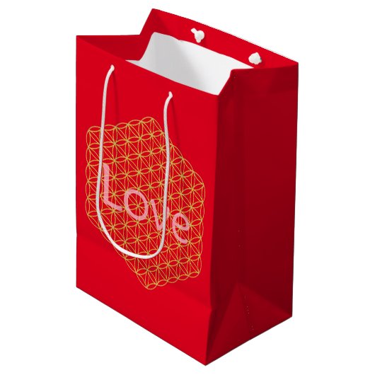 Christmas love flower of life Geschenkpapier ミディアムペーパーバッグ (正面アングル)