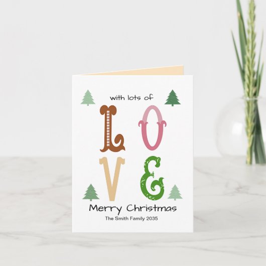 Christmas Love Modern Typography Custom Folded  シーズンカード (正面)