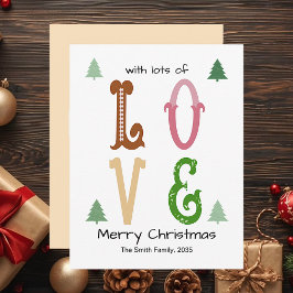 Christmas Love Modern Typography Flat Holiday Card シーズンカード
