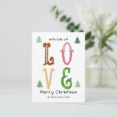  Christmas Love Modern Typography Holiday Card シーズンポストカード (スタンド正面)