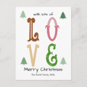  Christmas Love Modern Typography Holiday Card シーズンポストカード (正面)