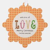Christmas Love Modern Typography Personalized  オーナメントカード (正面)