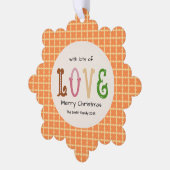 Christmas Love Modern Typography Personalized  オーナメントカード (左)