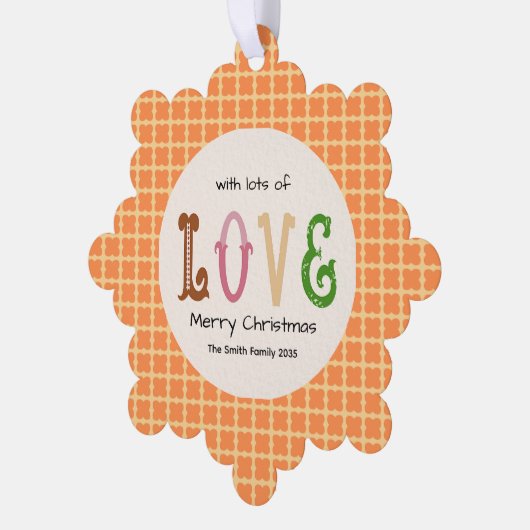 Christmas Love Modern Typography Personalized  オーナメントカード (左)