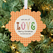 Christmas Love Modern Typography Personalized  オーナメントカード