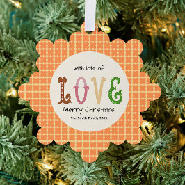 Christmas Love Modern Typography Personalized  オーナメントカード