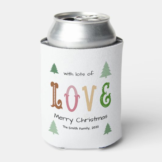 Christmas Love Modern Typography Personalized  缶クーラー (缶正面)
