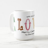 Christmas Love Modern Typography Personalized Mug  コーヒーマグカップ (正面左)