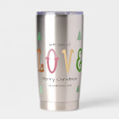 Christmas Love Modern Typography Water Bottle  保温保冷タンブラー (正面)