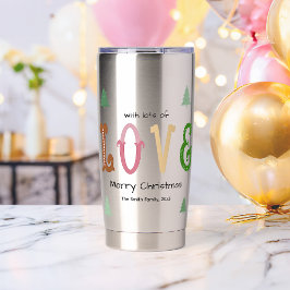 Christmas Love Modern Typography Water Bottle  保温保冷タンブラー