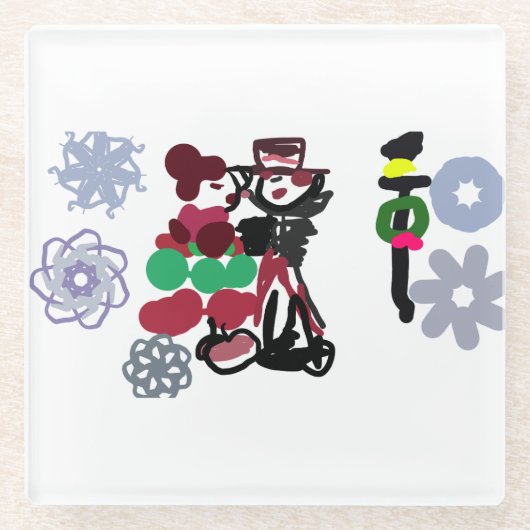 Christmas Lovely walking ガラスコースター (正面)