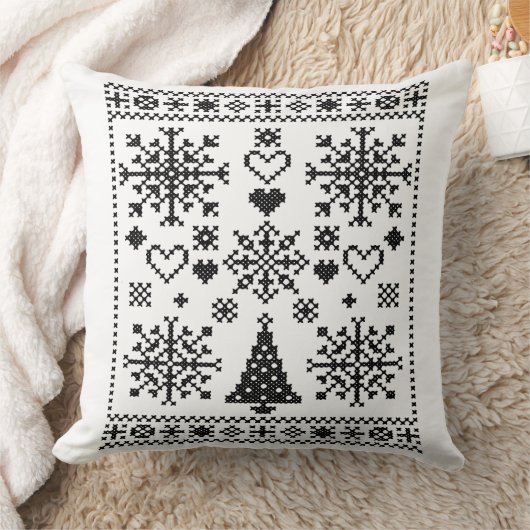 Christmas Lover Cross Pattern Sampler Design クッション (ブランケット)