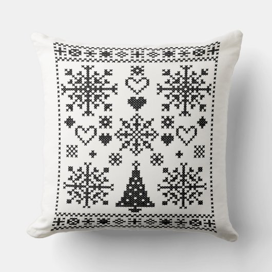 Christmas Lover Cross Pattern Sampler Design クッション (正面)