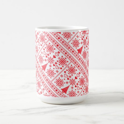 Christmas Lover Cross Pattern Sampler Design コーヒーマグカップ (中央)