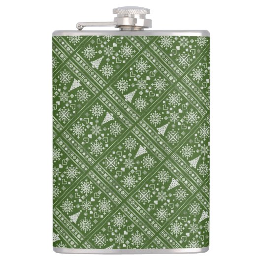 Christmas Lover Cross Pattern Sampler Design フラスク (正面)