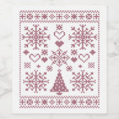Christmas Lover Cross Pattern Sampler Design ワインラベル (シングルラベル)