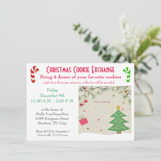 Christmas Lunch Cookie Exchange Invitation 招待状 (スタンド正面)