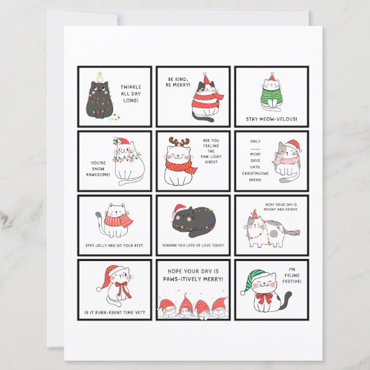 Christmas Lunchbox Notes for Kids Holiday Cats (正面)