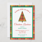 Christmas Luncheon Colorful Plaid Christmas Tree 招待状 (正面)