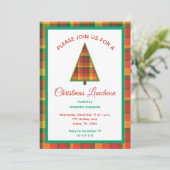 Christmas Luncheon Colorful Plaid Christmas Tree 招待状 (スタンド正面)