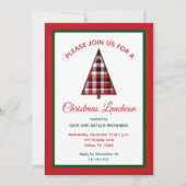 Christmas Luncheon Red Plaid Christmas Tree 招待状 (正面)