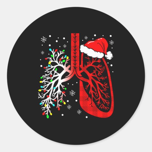Christmas Lung Lights Resratory Therast Holiday  ラウンドシール (正面)