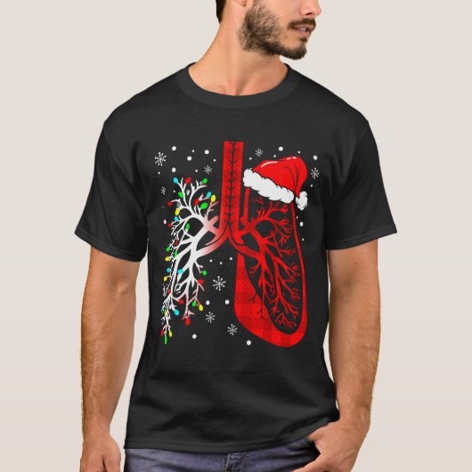 Christmas Lung Lights Resratory Therast Holiday  Tシャツ (正面)
