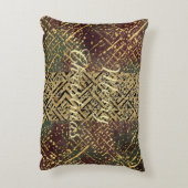 Christmas Luxury Pattern, Red Gold Green Black アクセントクッション (裏面(縦))