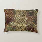 Christmas Luxury Pattern, Red Gold Green Black アクセントクッション (裏面)