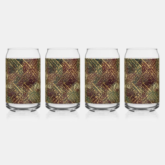 Christmas, Luxury Pattern, Red Gold Green Black ガラス缶 (右)