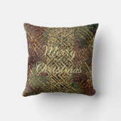 Christmas Luxury Pattern, Red Gold Green Black クッション (裏面)