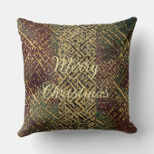 Christmas Luxury Pattern, Red Gold Green Black クッション (裏面)