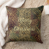 Christmas Luxury Pattern, Red Gold Green Black クッション (ブランケット)