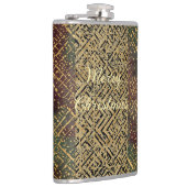 Christmas, Luxury Pattern, Red Gold Green Black フラスク (右)