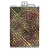 Christmas, Luxury Pattern, Red Gold Green Black フラスク (裏面)