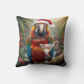 Christmas Macaw Parrot With Martini Cocktail クッション (裏面)