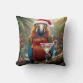 Christmas Macaw Parrot With Martini Cocktail クッション (正面)
