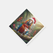 Christmas Macaw Parrot With Martini Cocktail スタンダードカクテルナプキン (角)