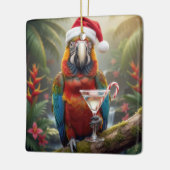 Christmas Macaw Parrot With Martini Cocktail セラミックオーナメント (左)