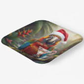 Christmas Macaw Parrot With Martini Cocktail ペーパープレート (傾斜あり)