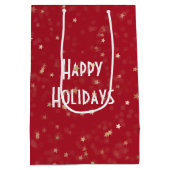 Christmas Macaw Parrot With Martini Cocktail ミディアムペーパーバッグ (裏面)