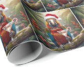 Christmas Macaw Parrot With Martini Cocktail ラッピングペーパー (ロールコーナー)