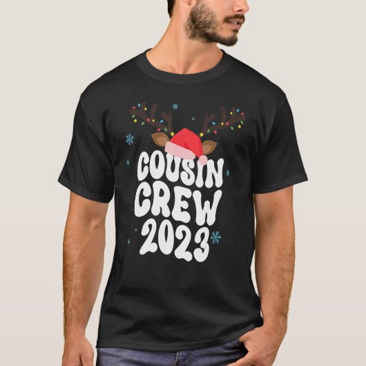 Christmas Maching Cousin Crew Riendeer Xmas Lights Tシャツ (正面)