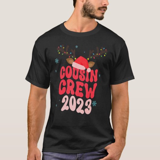 Christmas Maching Cousin Crew Riendeer Xmas Lights Tシャツ (正面)